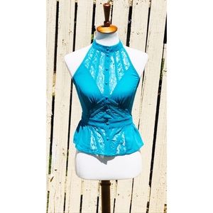 Bebe Lace Peplum Halter